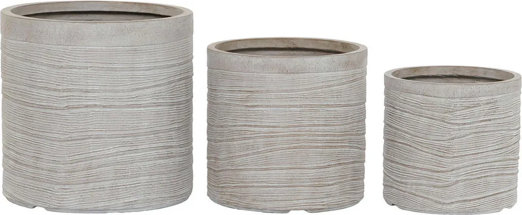 Set de 3 jardinières extérieures beige pour terrasse Home ESPRIT
