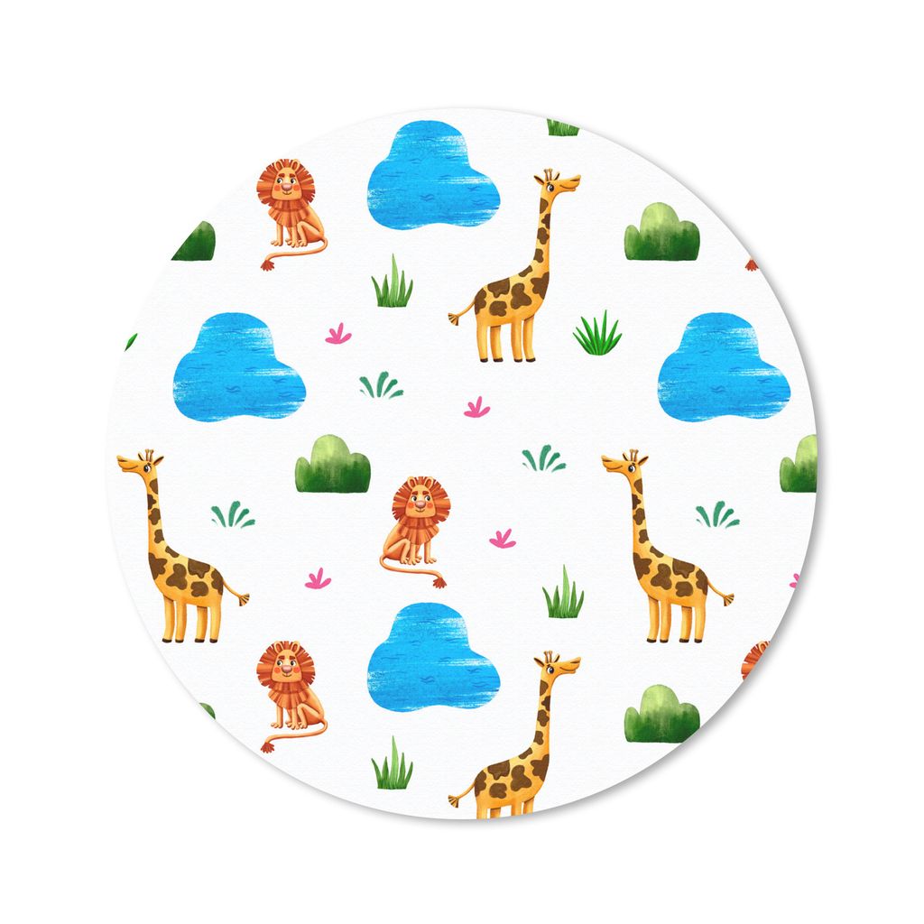 MuchoWow Mauspad Mousepad Giraffe - Löwe - Dschungel - Design 50x50 cm - Mousepads - Maus Mat - Pad - Mausunterlage - Vinyl