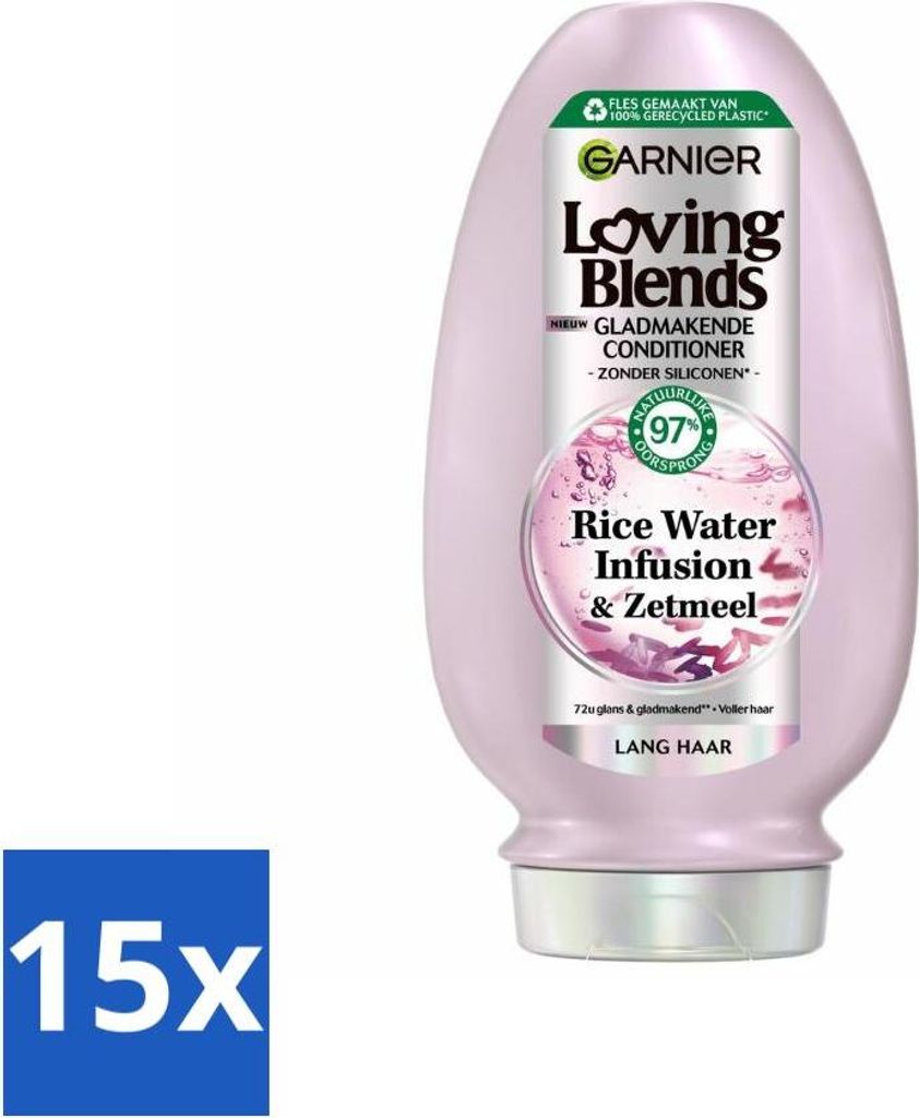 Garnier – Loving Blends Rice Water Infusion – Spülung – Glanz & Weichheit – Langes Haar – 250 ml - Vorteilspack - 15 Stücke