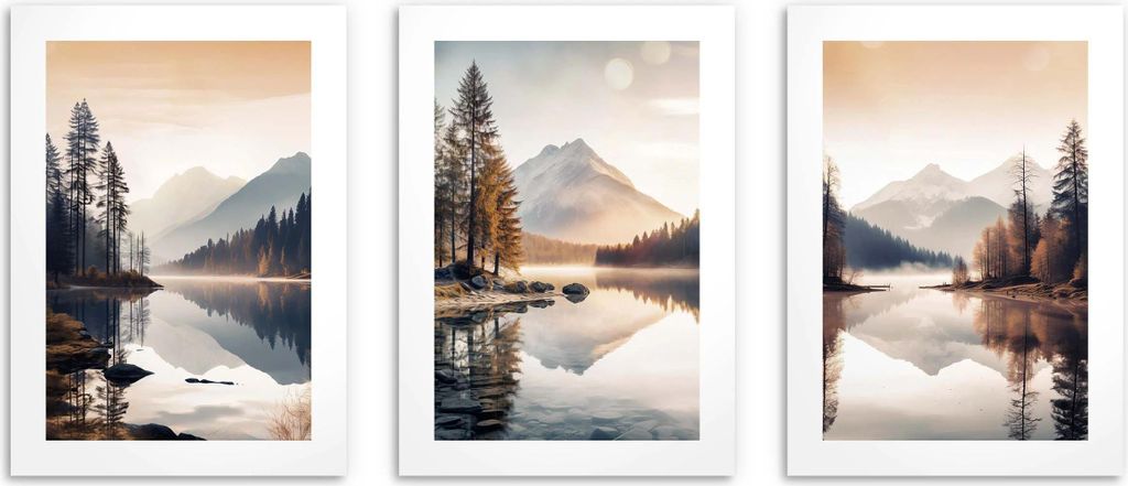Elegante Poster für die Schlafzimmerwand Berglandschaft See Produktbild 
