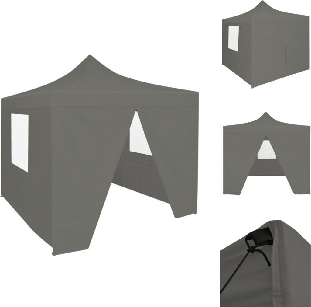 vidaXL Faltzelt Partyzelt Pop-Up mit 4 Seitenwänden 3 x 3 m Anthrazit - Pavillons & Partyzelte
