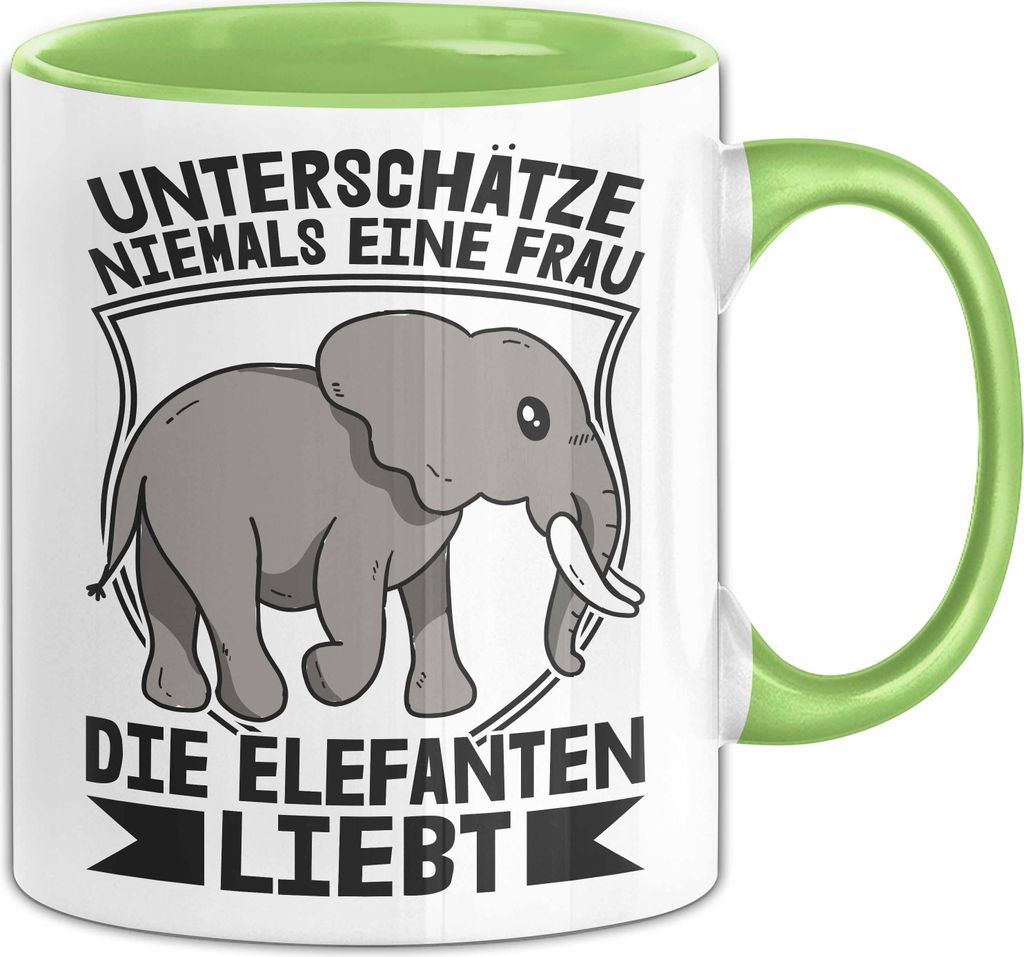 Elefant Tasse Geschenk Für Elefanten-Liebhaber Geschenkidee Unterschätze Niemals Eine Frau Die Elefanten Liebt (Grün)