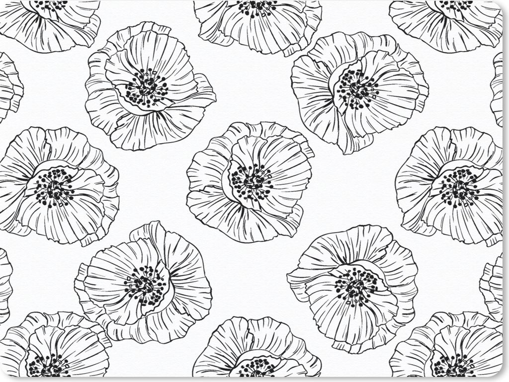 MuchoWow Mauspad Mousepad Mohn - Blumen - Design 40x30 cm - Mousepads - Maus Mat - Pad - Mausunterlage - Anti Rutsch