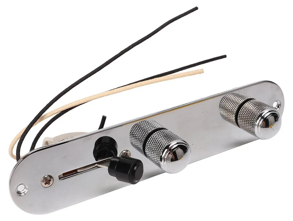 Panneau de contrôle guitare argenté avec câblage complet et boutons