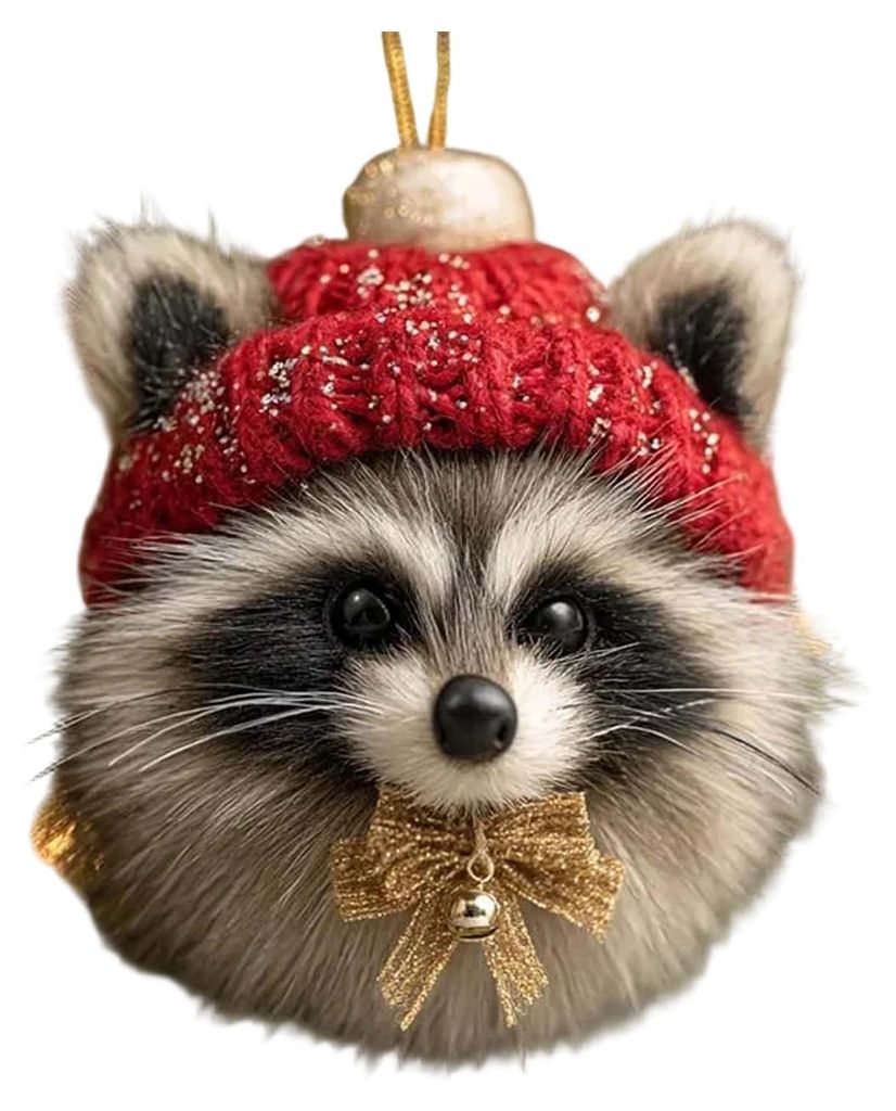 Winterliche Acryl-Katzen-Hängedekoration, Weihnachtsbaum-Strickmütze, Kätzchen, Hund, Kaninchen, Igel, Hängeornament, Tieranhänger