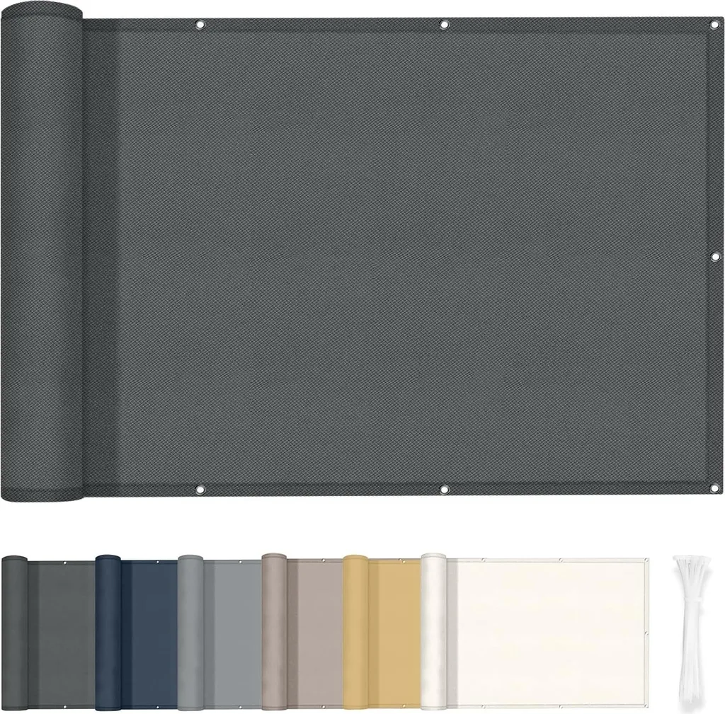 Brise-vue de balcon anthracite 90 x 600 cm en PES haute densité durable