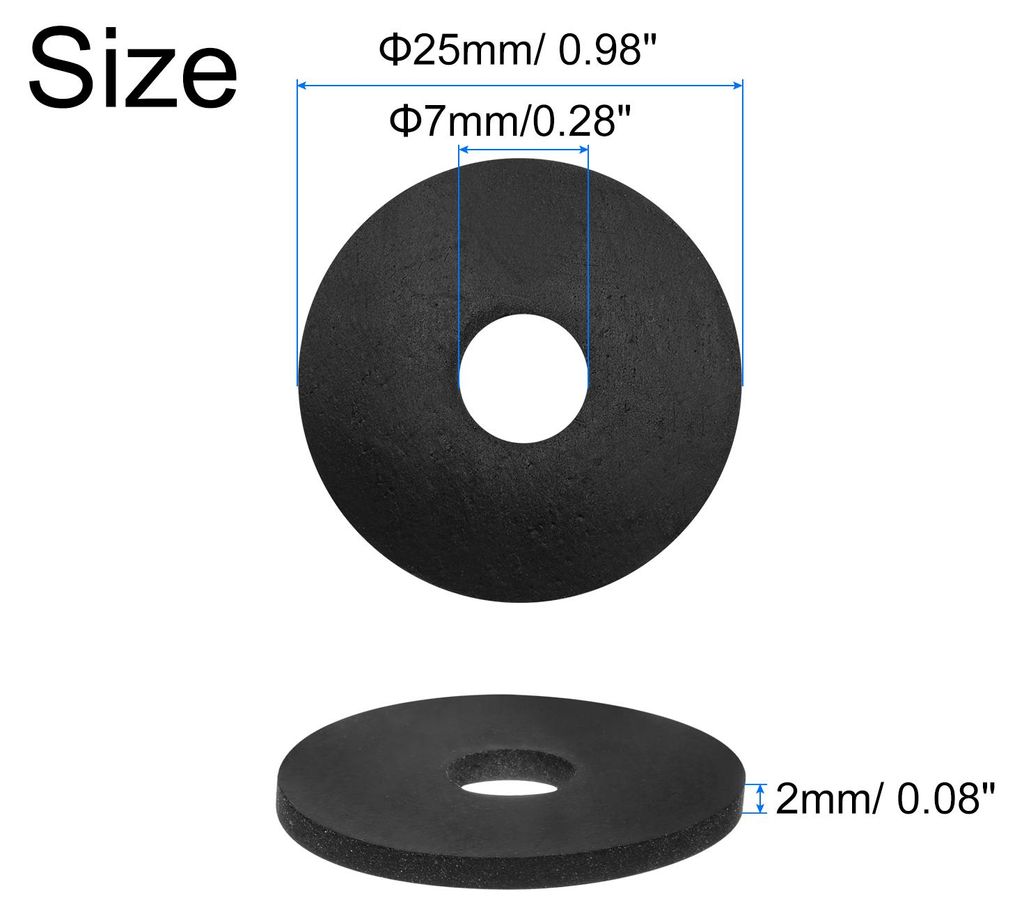 30Stk Gummi Unterlegscheiben Gummi Abstandshalter 25mm AD 7mm ID 2mm H?he Runde Gummispacer Distanzhš¹lsen Gummibuchse ?sen Dicke Gummischeiben f...