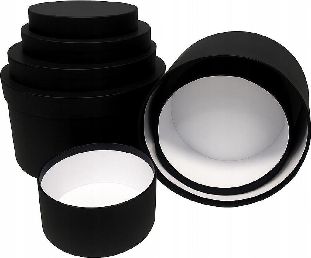 Set mit 4 schwarzen Geschenkboxen – elegante Produktbild 