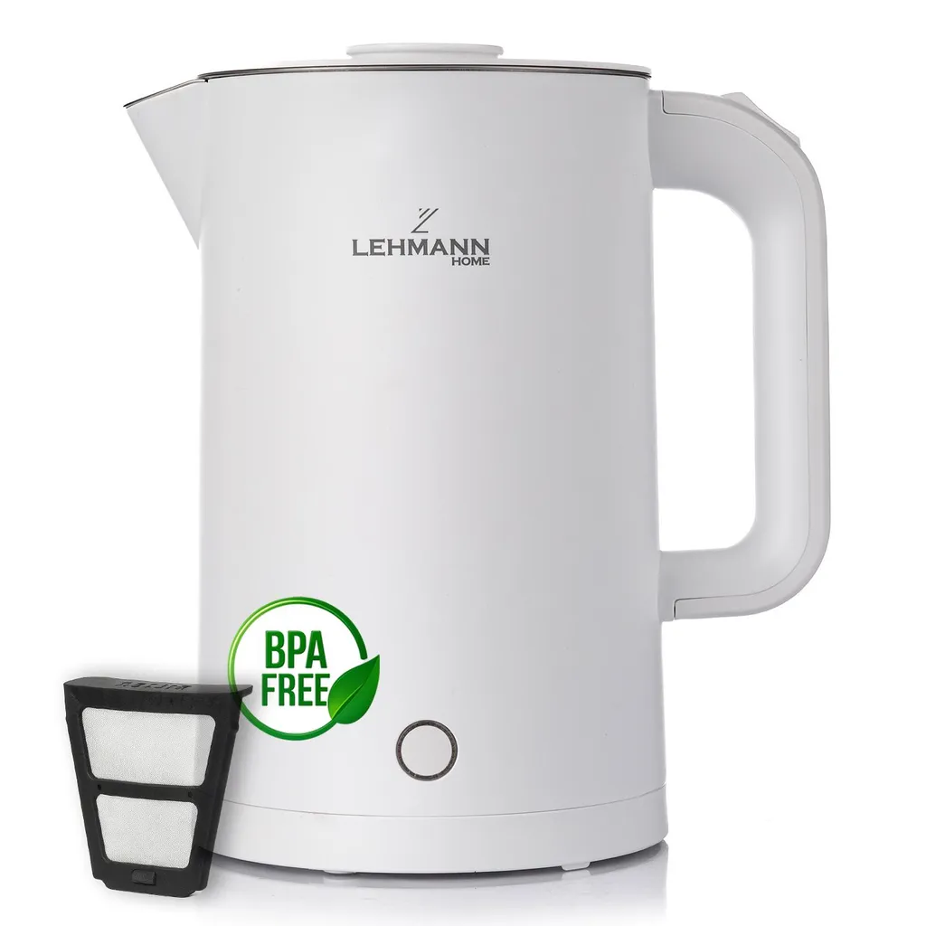 Lehmann Bouilloire Électrique 1,7 L 2200W Double Paroi Anti-Brûlure