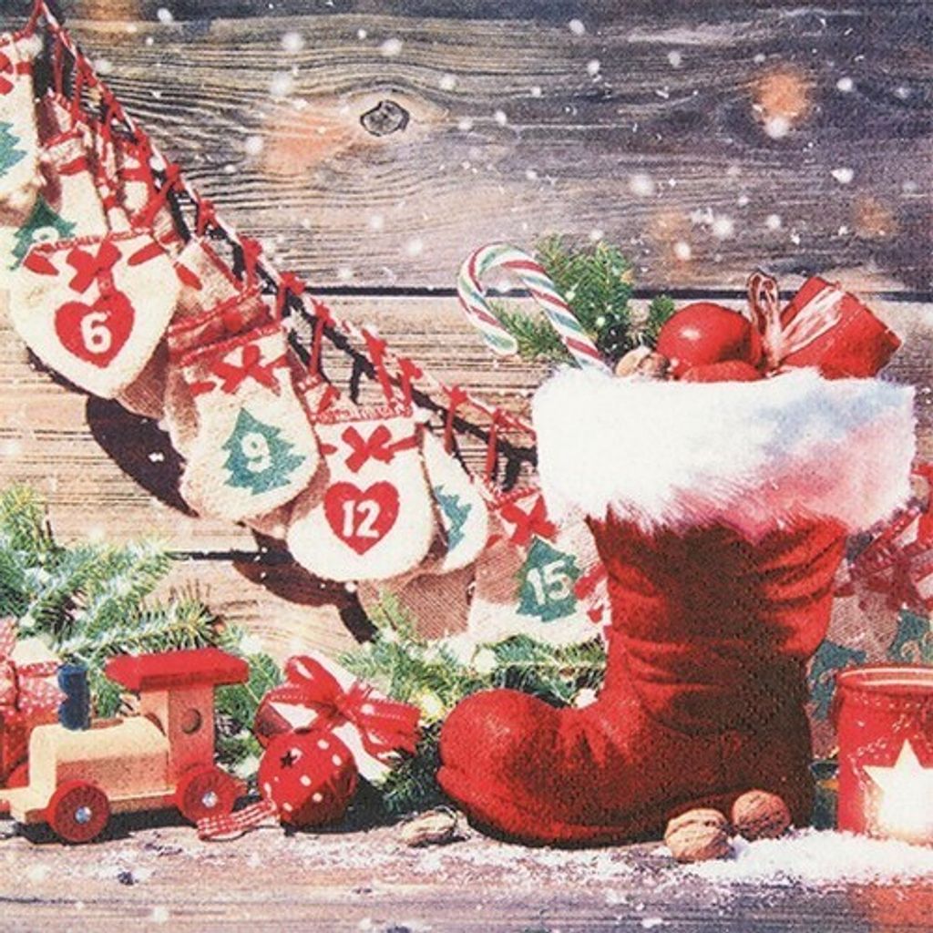 RP 20 Servietten Santa's Boots - Nikolaus-Tag 33x33cm