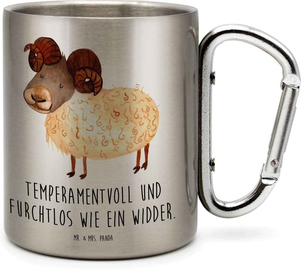 Mr. & Mrs. Panda Thermobecher Sternzeichen Widder - Transparent - Geschenk, Schafbock, Isolierbecher, Geburtstag April, Teetasse, Teebecher, Bock, ...