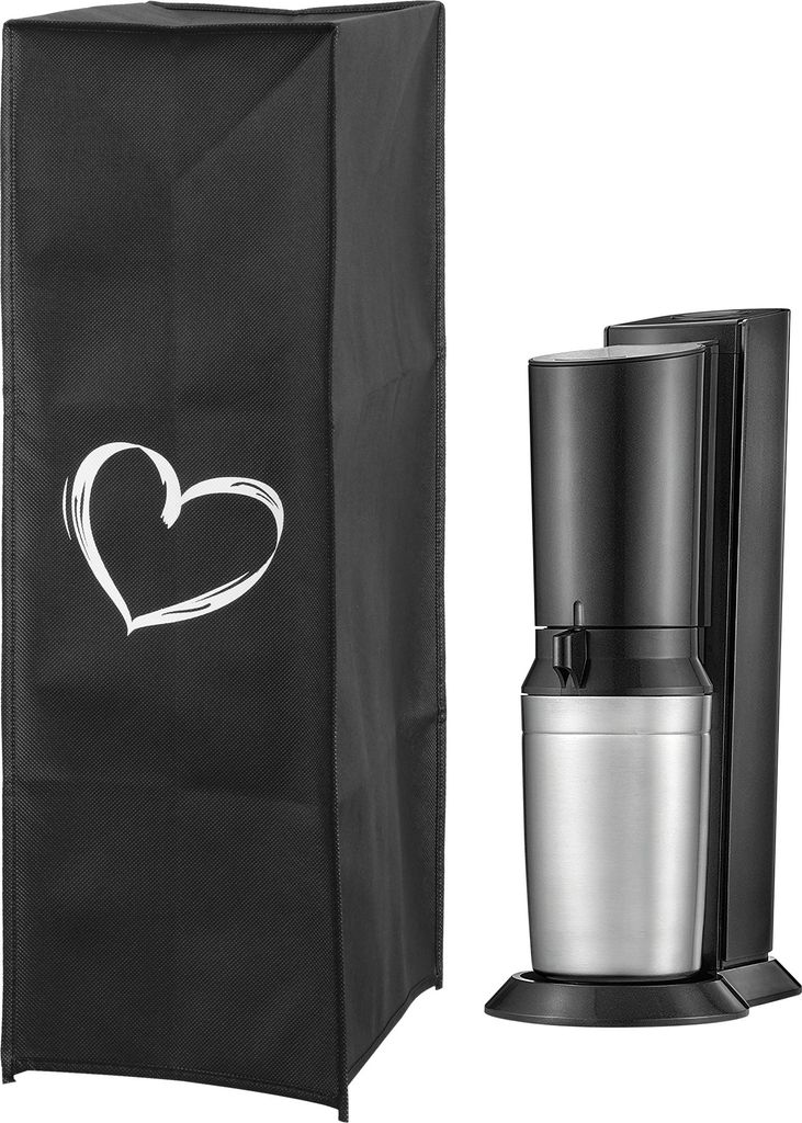 kwmobile Hülle kompatibel mit Soda Stream Crystal 2.0 SodaStream - Wassersprudler Abdeckhaube - in Weiß Schwarz Herz Brush