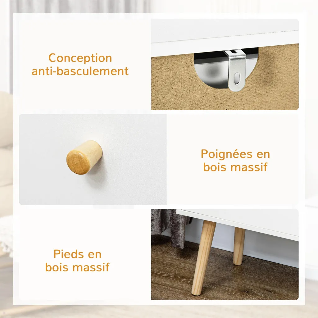 Commode de chambre blanche gain de place pour ranger le linge - 6
