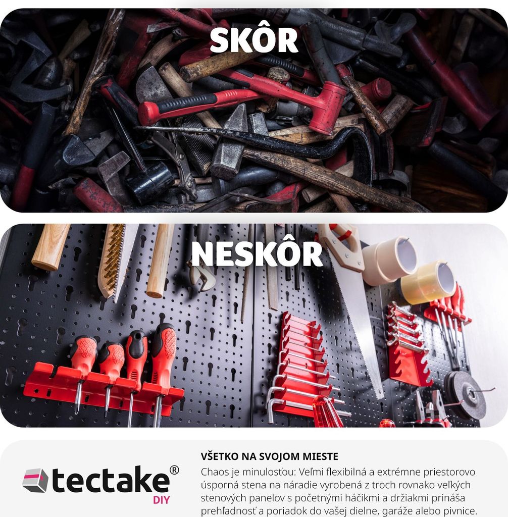 Perforovaný panel na náradie Jonah s háčikmi a držiakmi - Obrázok produktu 6