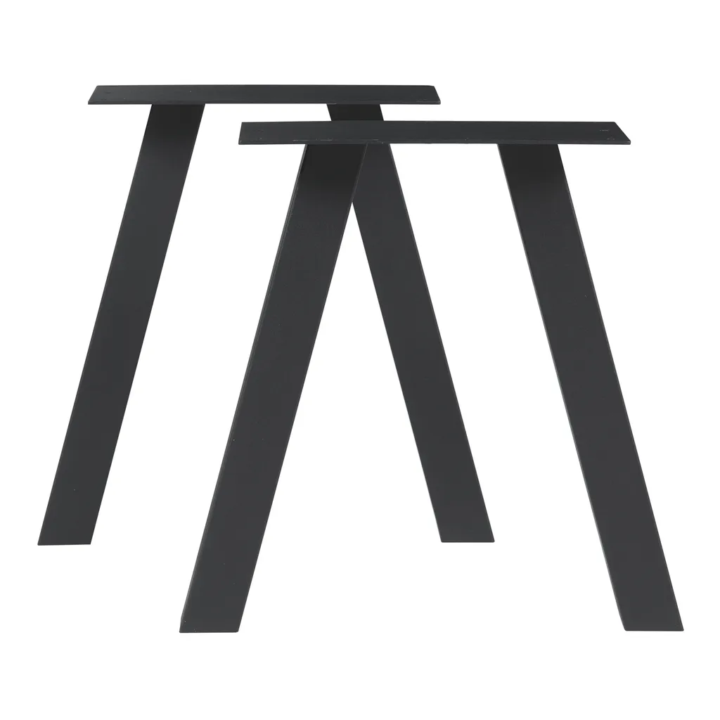 Pied de table stable Heustreu set de 2 en acier noir 40cm pour meuble lourd