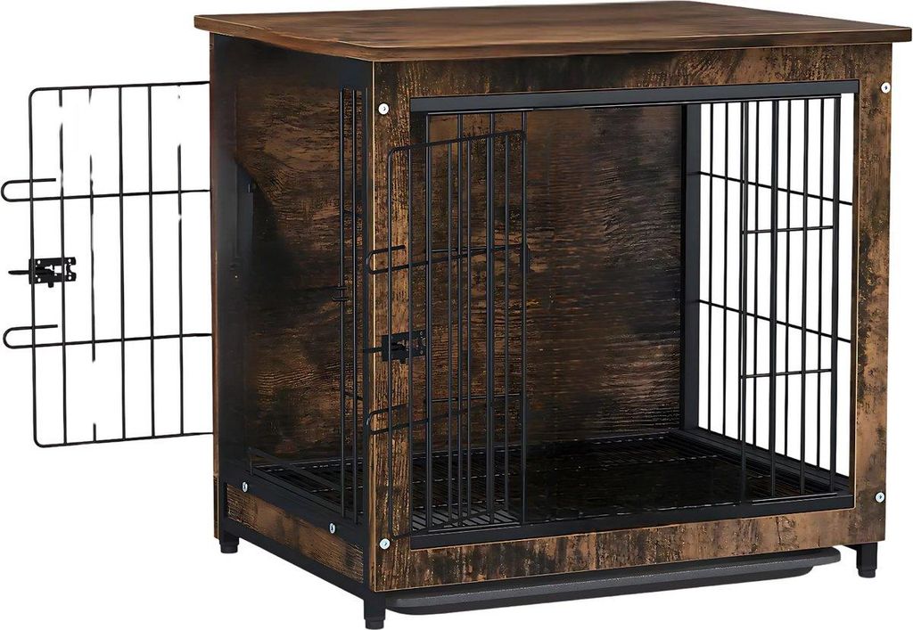 Vintage Hundebox – 80cm – Hundehütte – Metall & Holz – 2-in-1 Kennel