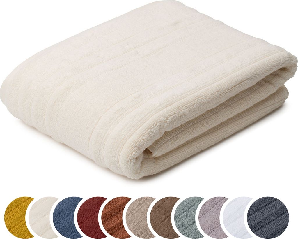 sleepling liebling Badetuch Luxus Bio Baumwolle, Serie Marseille, 770 gr. / m², 100 x 150 cm, , saugstark, schnelltrocknend, creme