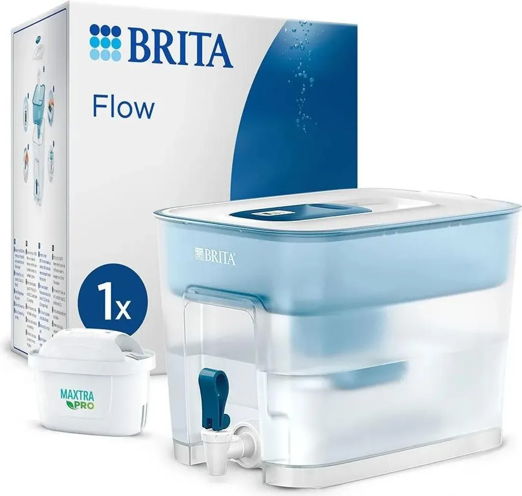 Dispenser Acqua BRITA Flow 1051126: 8.2L di Purezza MXpro Basic Blue
