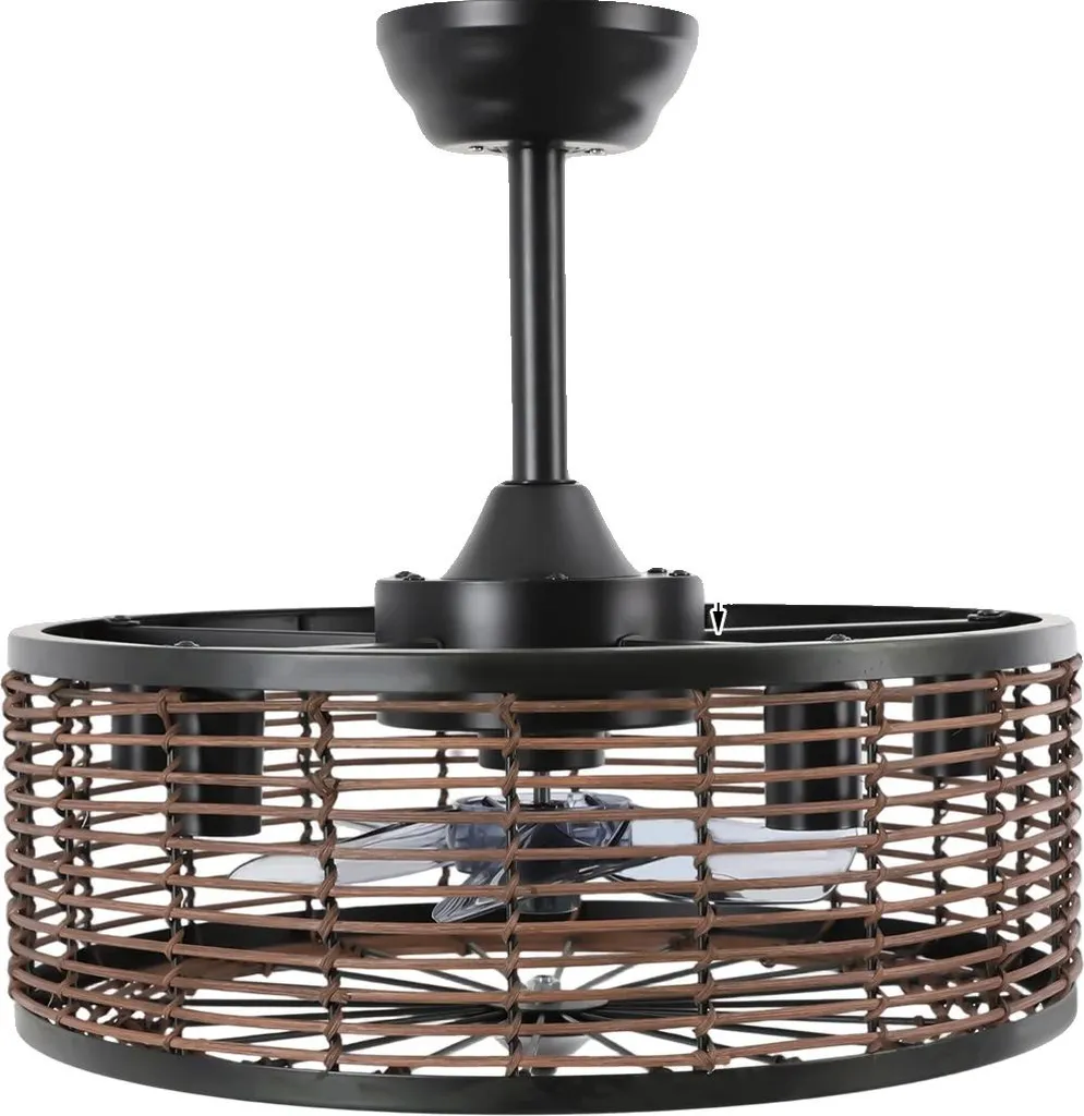 Ventilateur de plafond noir pour chambre et salon avec télécommande sans fil