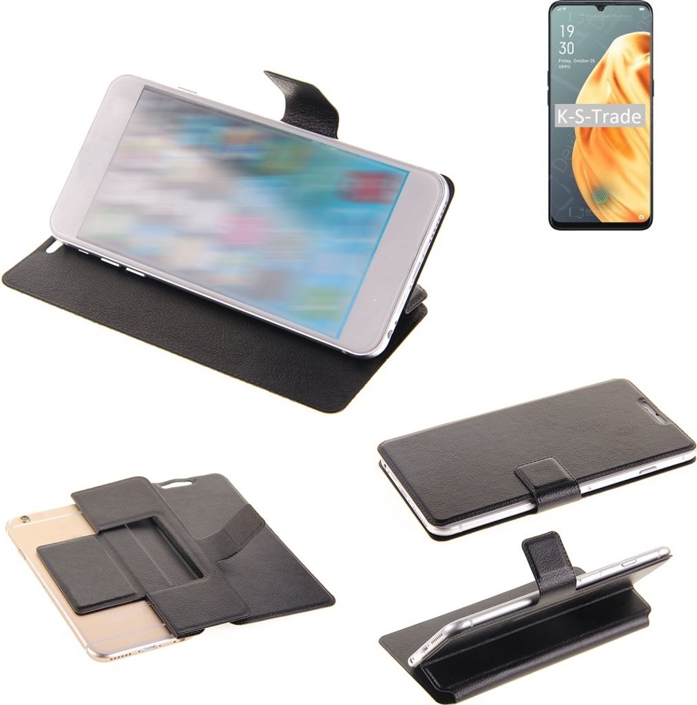 K-S-Trade Schutzhülle kompatibel mit Oppo F15 Schutzhülle Flip Cover Klapphülle Wallet Case Slim Handyhülle bookstyle schwarz