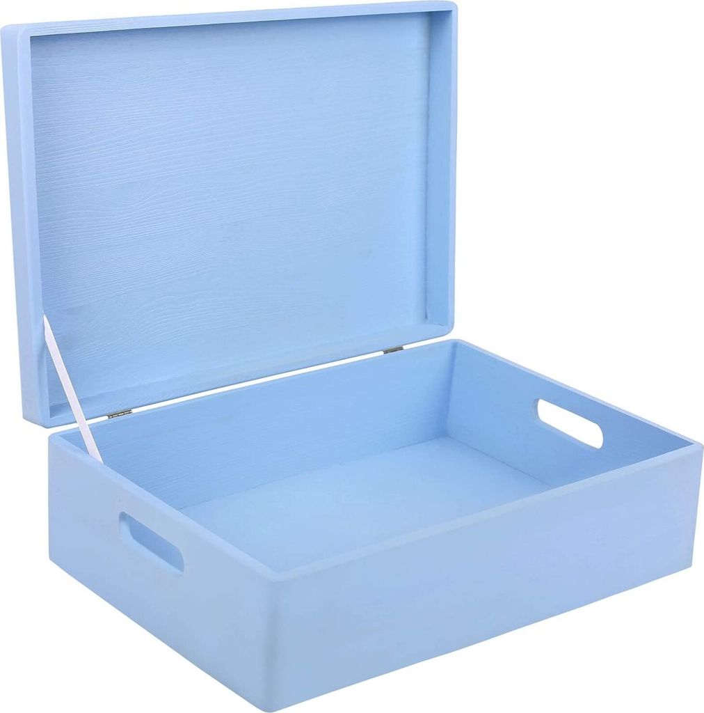Creative Deco XL Blau Große Holzkiste Aufbewahrungsbox Spielzeug | 40 x 30 x 14 cm (+/- 1 cm) | Mit Deckel zum Dekorieren Aufbewahren | Mit Griff ...