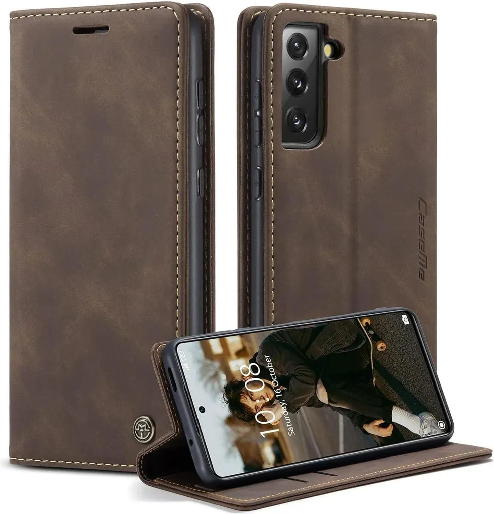 Cover Samsung S21 FE 5G Pelle Caffè Flip Case Chic & Trendy