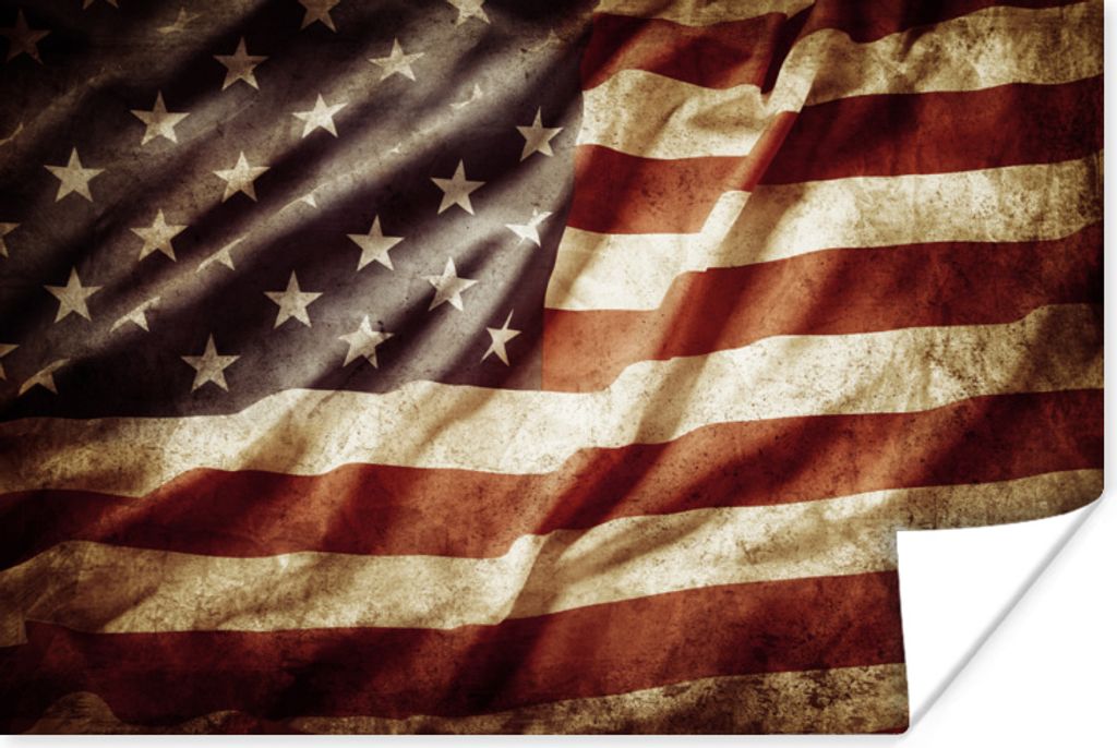 MuchoWow Poster Flagge - Vintage - Licht - Amerika 90x60 cm - Schlafzimmer
