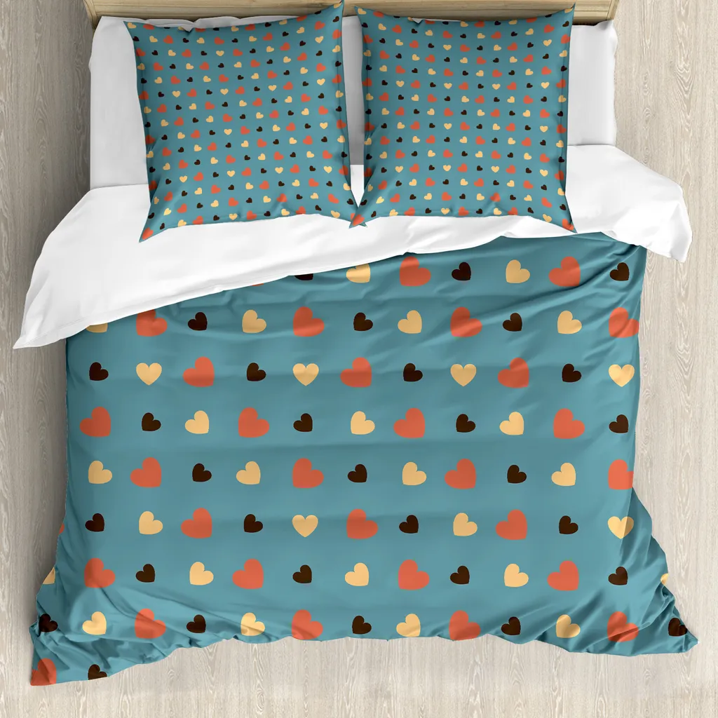 Set Letto Romantico 200x200 ABAKUHAUS Valentines Amore Blu e Marrone
