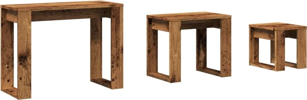Set 3 Tavolini vidaXL in Legno di Recupero | Arredo Vintage Unico