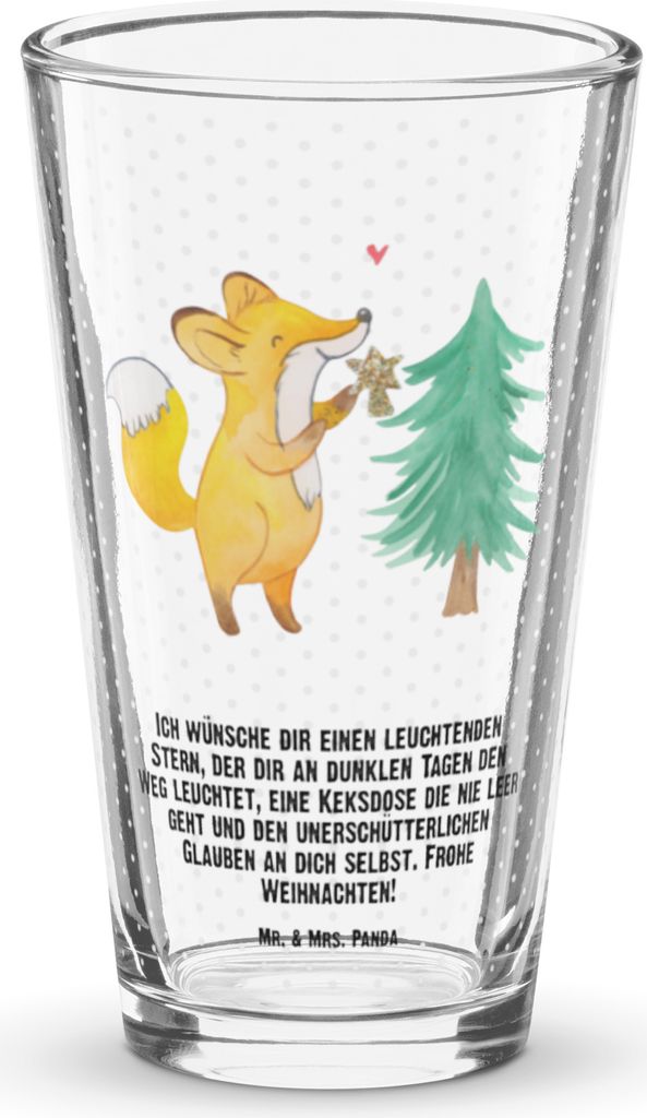 Mr. & Mrs. Panda Bierglas Fuchs Weihnachtsbaum - Transparent - Geschenk, Weihnachtsdekoration, Cocktailglas, Weihnachten, Winter, Weihnachtsmann, S...
