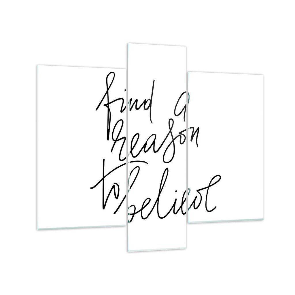 Bilder auf glas - 3 Teile - Manuskript Motto glauben - 95x80cm - Glasbilder - Wandbilder - Bilder - zum Aufhängen bereit - Wanddekoration aus Glas...