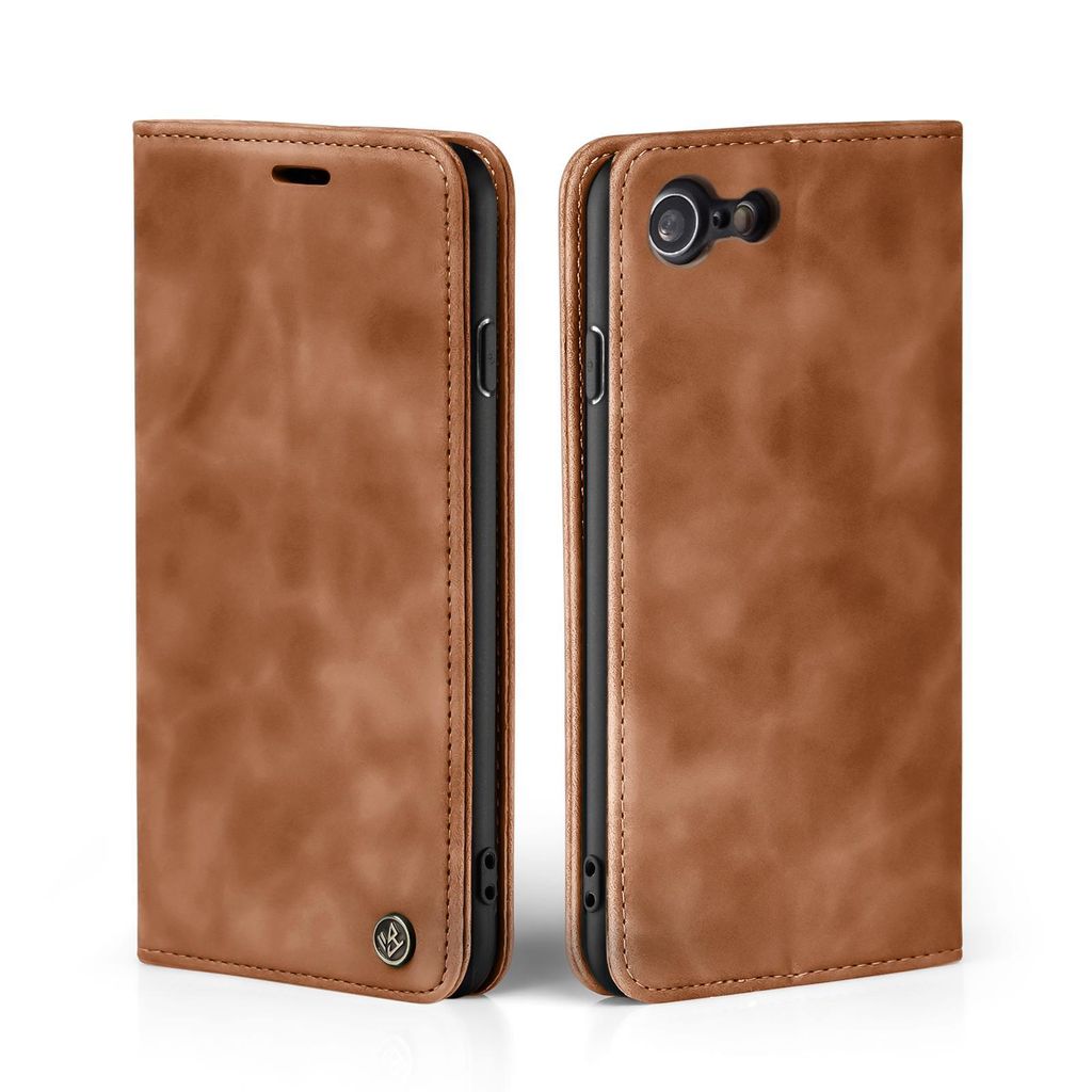 Handy Hülle für Apple iPhone 7 / 8 / SE (2020) Klapphülle Bookcase Flip Cover Handy Tasche Etui Farbe: Hellbraun