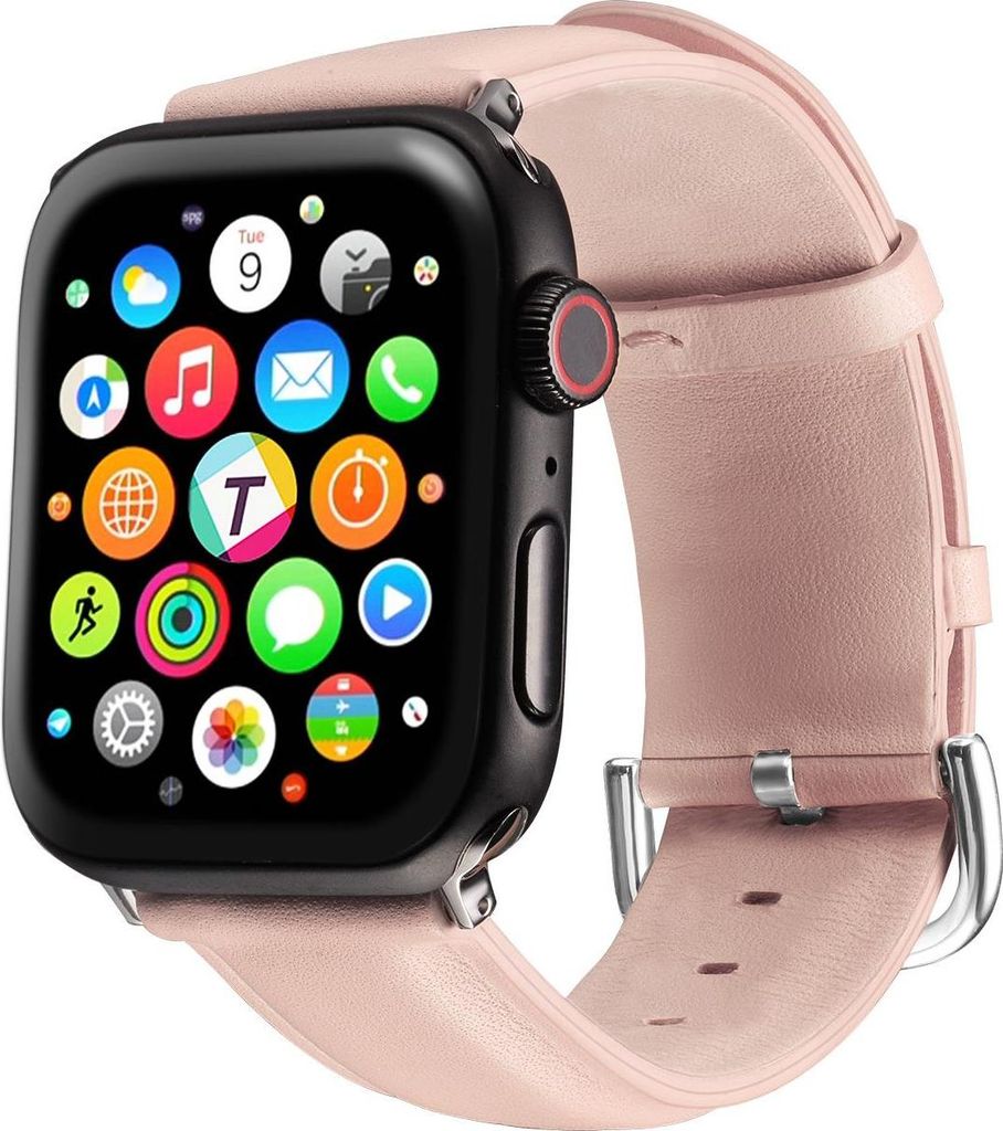 Leder Armband 42/44mm für Apple Watch Series 1 / 2 / 3 / 4 / 5 / 6 / 7 / SE Ersatzarmband Uhrenarmband, Rosa