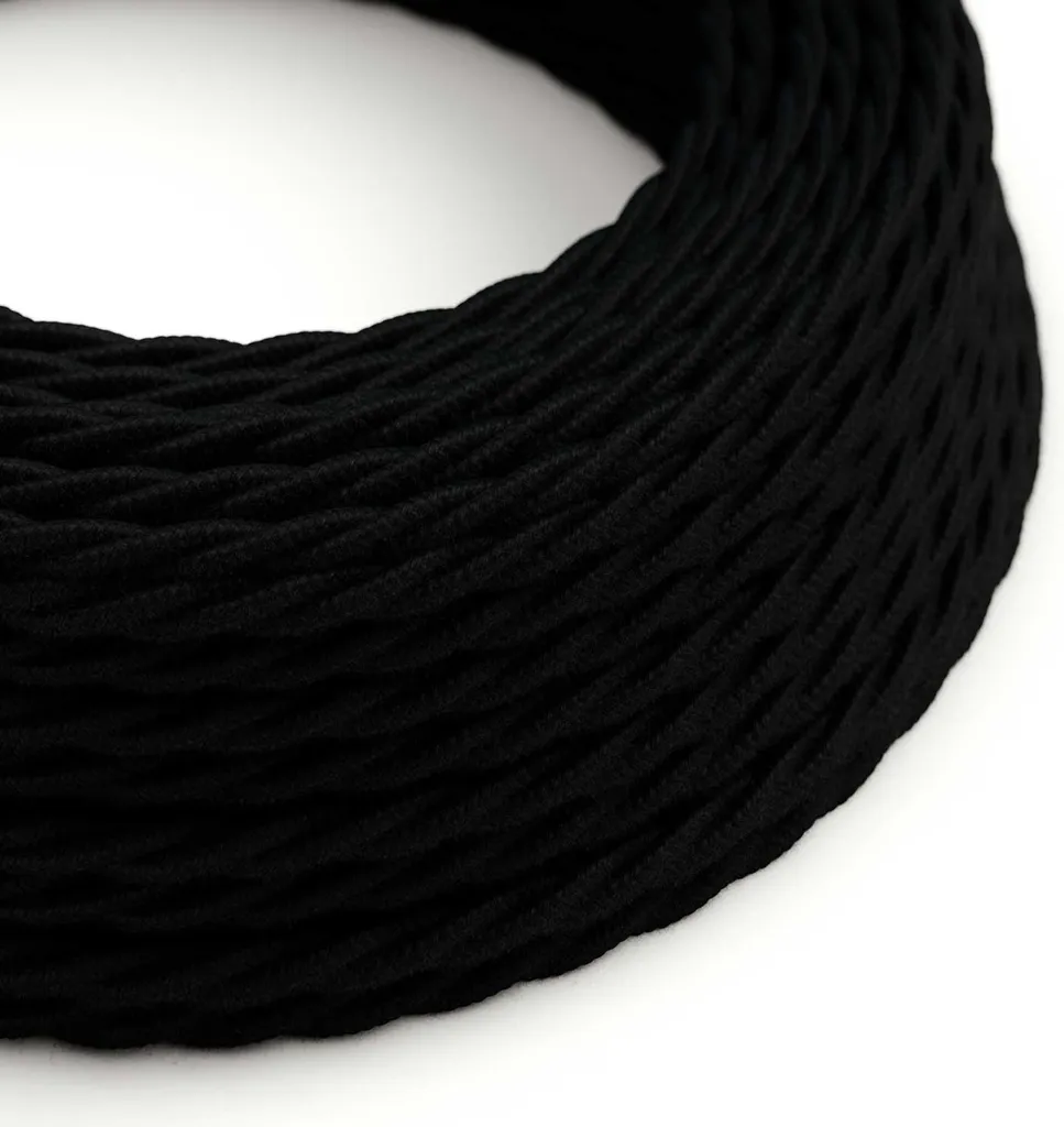 Câble électrique pour suspension lumineuse Noir Carbone 2x0,75mm² 50m
