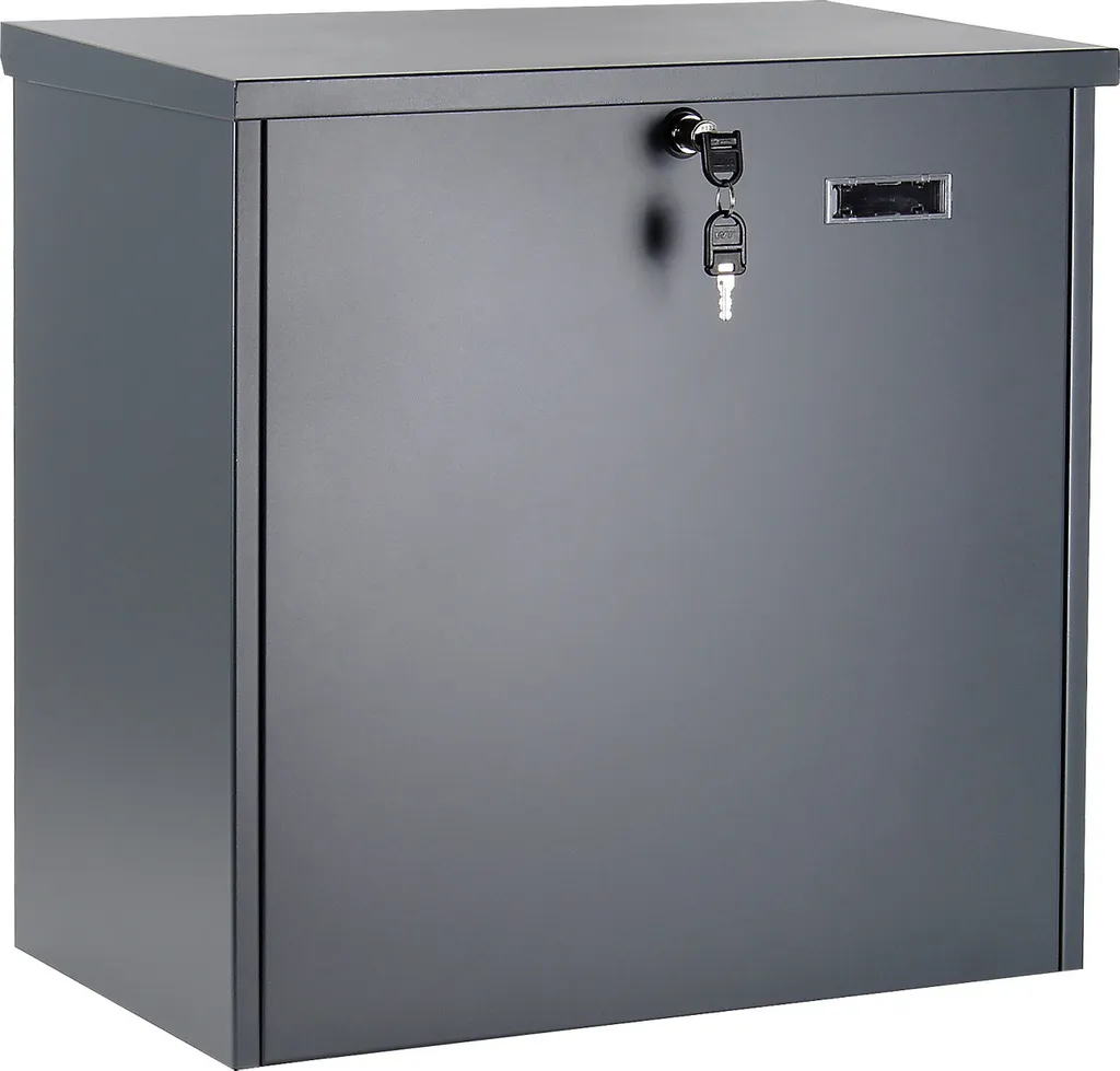 Boîte à colis verrouillable en acier gris, format max 450x450x225 mm
