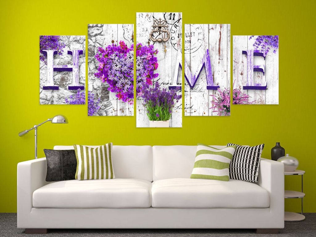 Akustikbild Home Blumen 200x100 cm Bilder Akustikschaum Hochleistungsschallabsorber Schallschutz Leinwand 5 tlg Wandbild Raumakustik Schalldämmung...