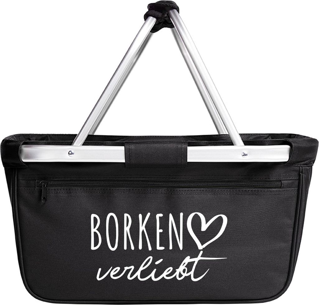 Huuraa Einkaufskorb Borken verliebt 20 Liter Black faltbarer Tragekorb Geschenkidee