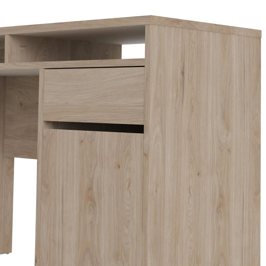 Bureau Fula 1 tiroir 1 porte décor Hickory naturel - Style Moderne - 5