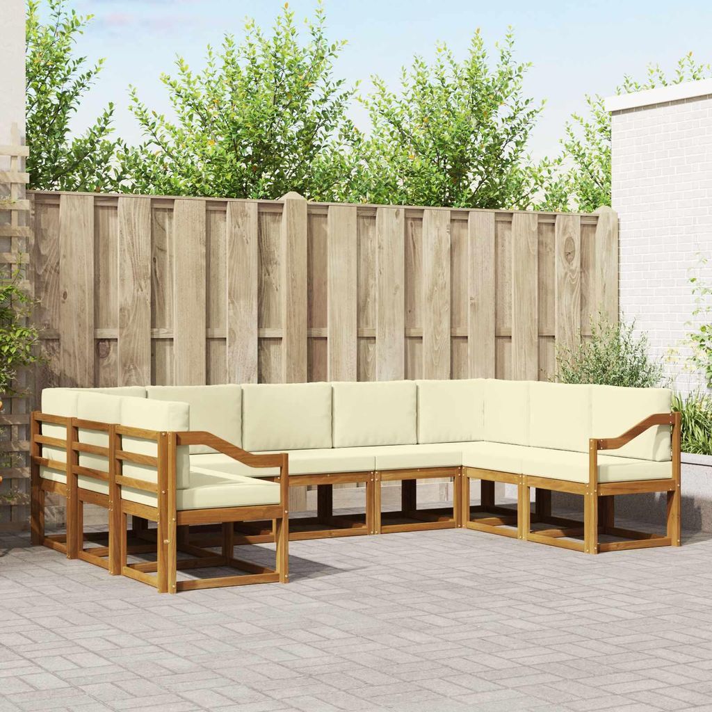 Outdoor-Sofagarnitur - VIDAXL - Terrassen-Sofa - mit Kissen - 9 pcs - Natur und Creme