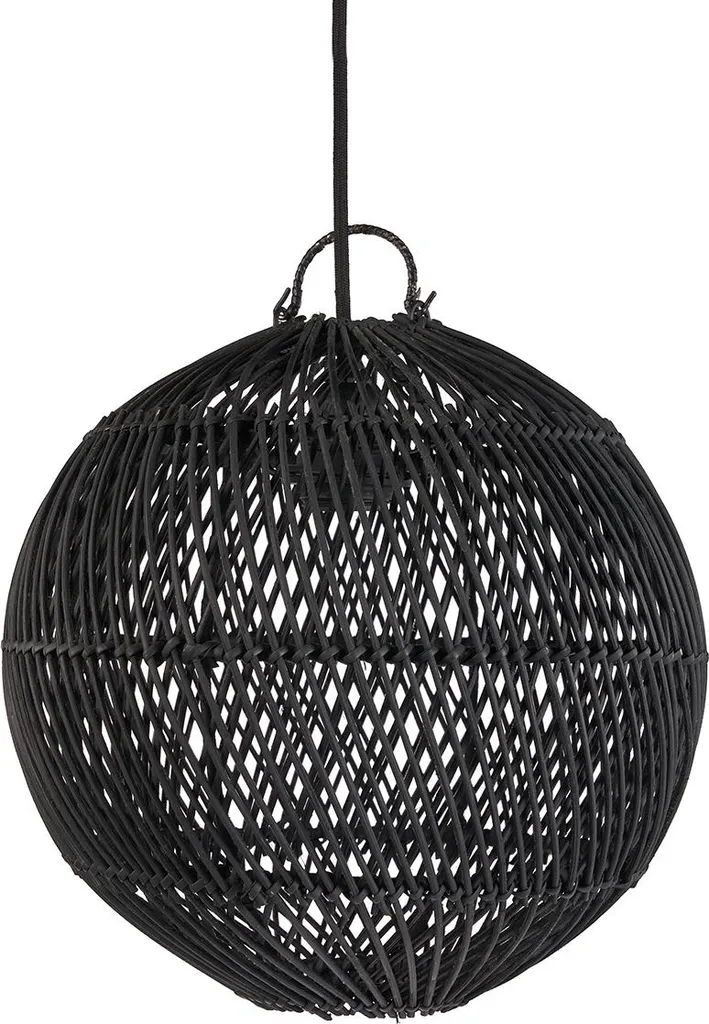 Suspension rotin noir 30cm : luminaire léger pour plafond moderne