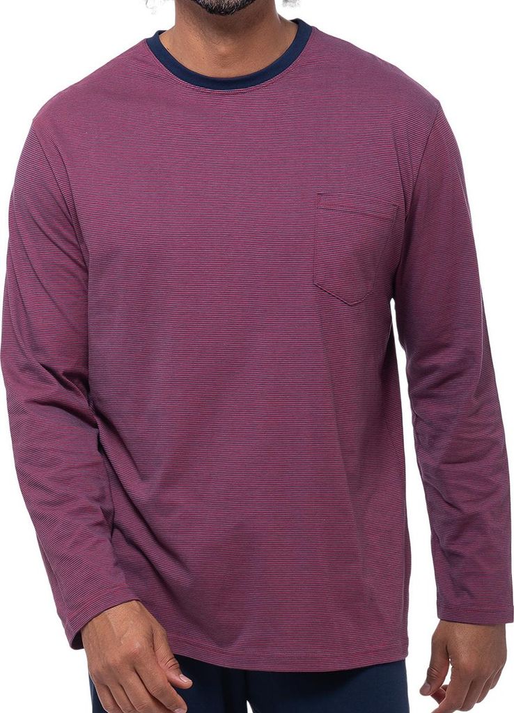 Ammann Organic Baumwolle - Mix & Match Schlafanzug Oberteil Modernes Design, Angenehm auf der Haut, Mit Brusttasche