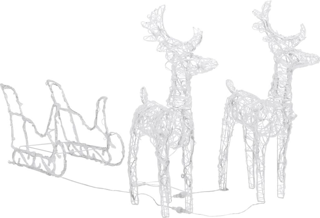 Rentiere & Schlitten Weihnachtsdekoration 160 LEDs 130 cm Acryl