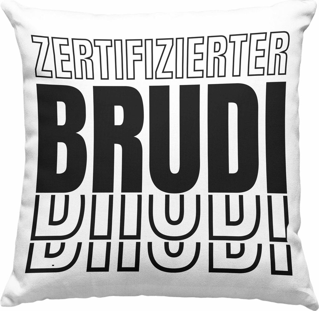 Trendation - er Brudi Deko-Kissen mit Füllung 40x40 Geschenk Beste Freund Bruder Bro Geschenkidee Spruch (Rosa)