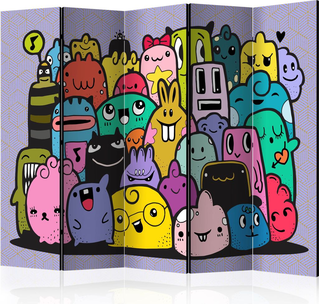 5-teiliger Einseitiger Vlies Paravent - Monsters from 3rd C Grade II 225x172 cm Für Kinder e-C-0057-z-c