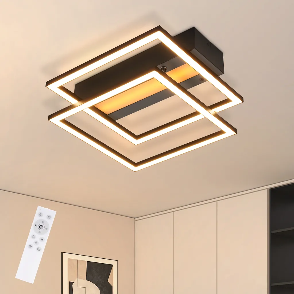 ZMH Plafoniera 36W LED Dimmerabile RGB: Design Angolare Nero