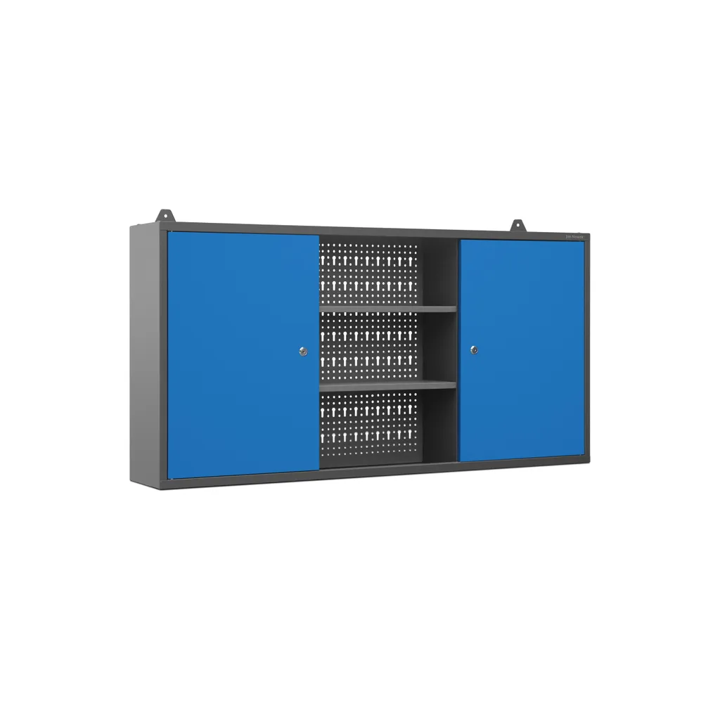 Armoire murale à outils métallique 120x60x20 cm bleu et anthracite