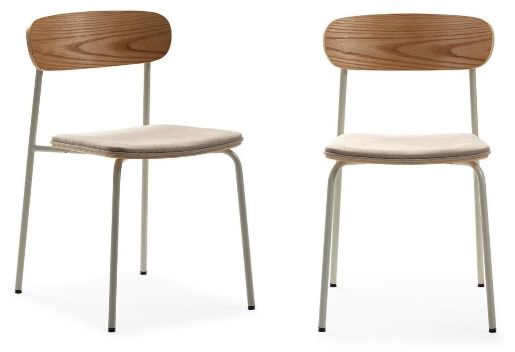 CALICOSY - Lot de 2 chaises en tissu avec pieds en métal Image du produit 