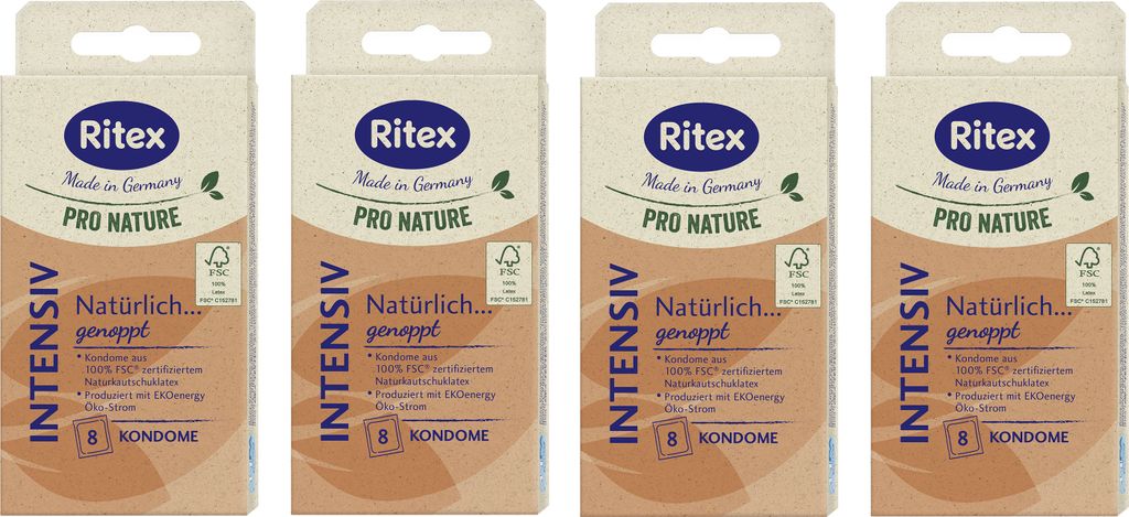 32x Ritex Pro Nature Intensiv Kondome mit Noppen & Rillen - Standardgröße