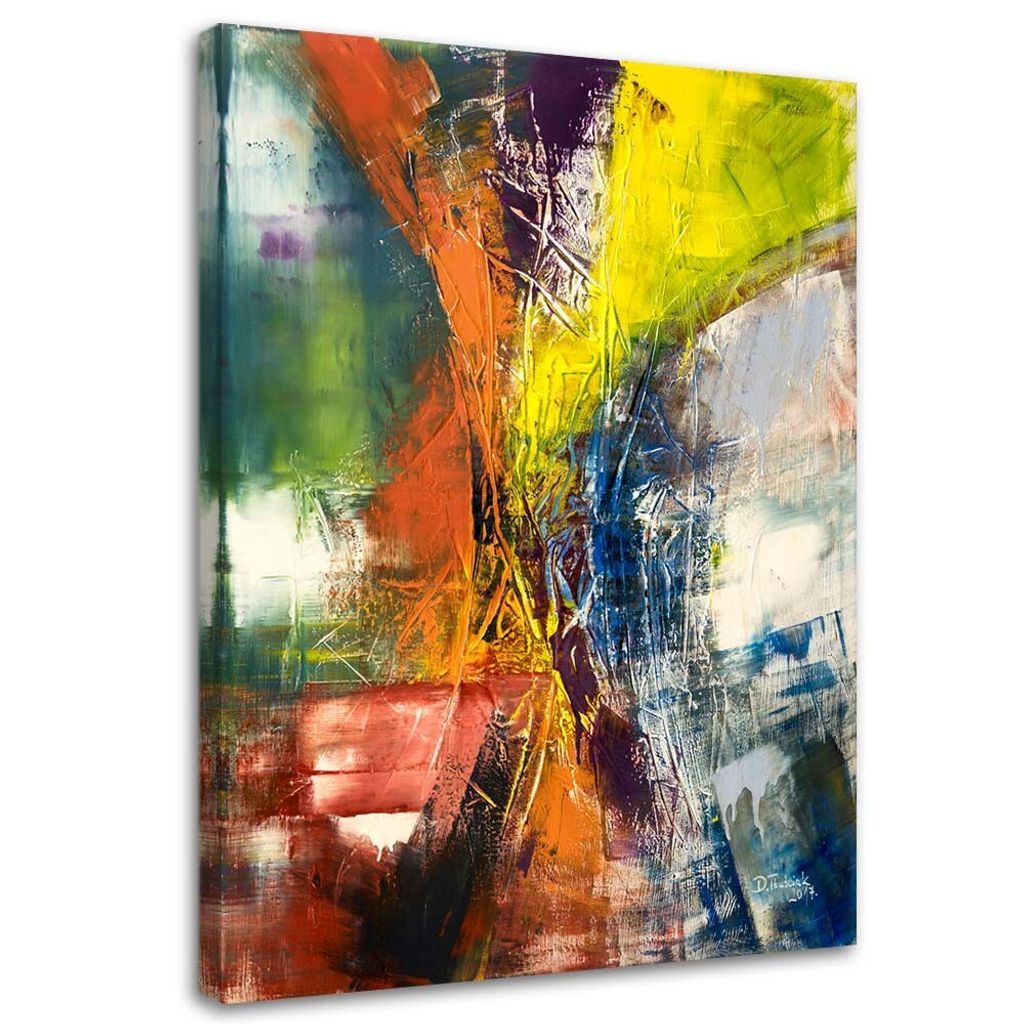 Leinwandbild abstraktion feria der farben 80x120 cm Feeby farbe wandbild bereit zum aufhängen