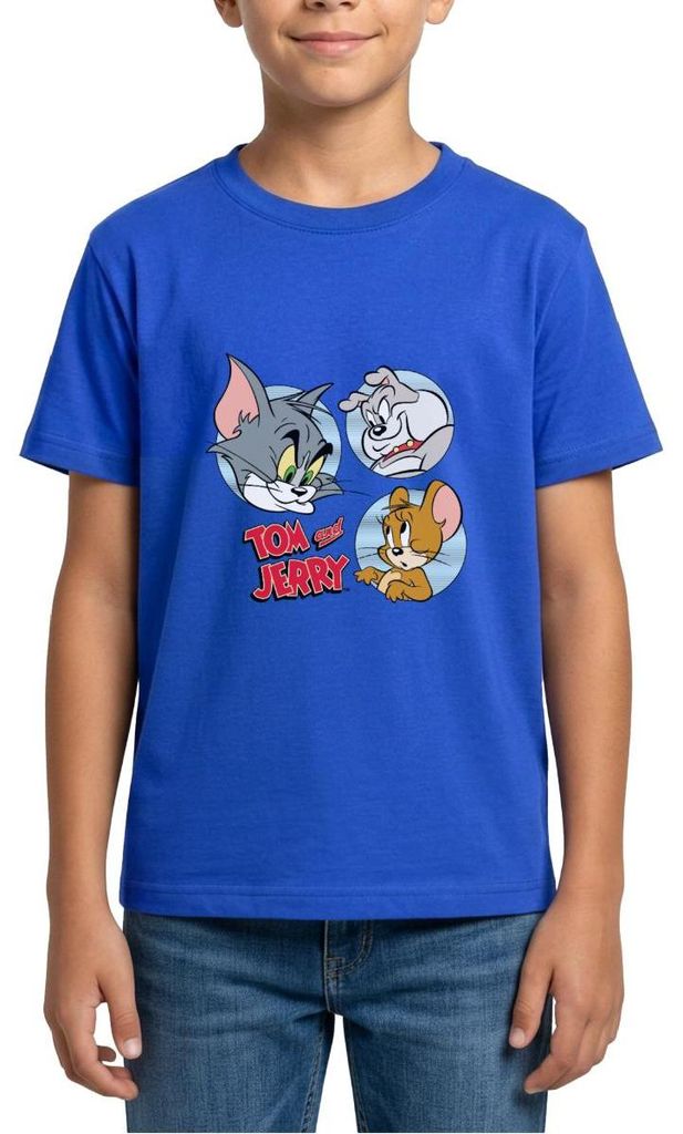 Spreadshirt Tom Und Jerry Spike, Tom und Jerry Kacheln Teenager T-Shirt, 134/146 (9-11 Jahre), Royalblau